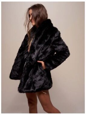 SpiritHoods Women's Faux Fur Coat Black Panther (Medium)